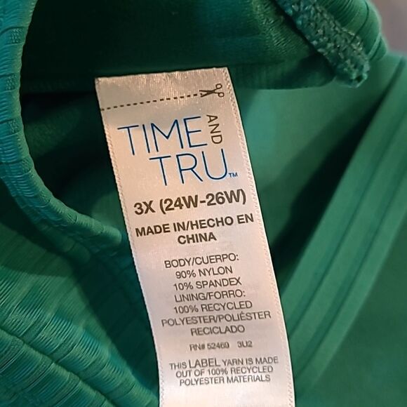 TIME AND TRU  SZ 3X swimwear top only , primary green color NWOT - Picture 3 of 5